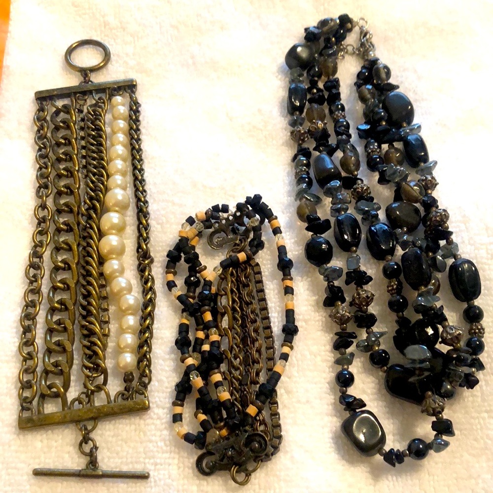 Set of three bracelets.   Each bracelet is unique one is vintage